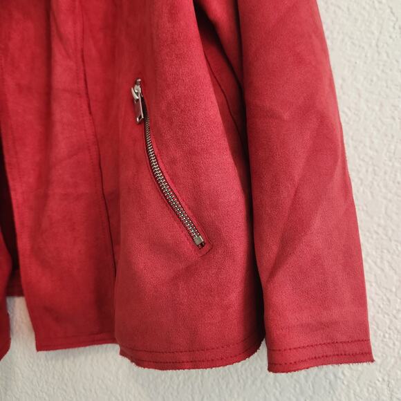 Philosophy Women's Size 1X Plus Size Zipper Accent Cool Red Biker Jacket NWT - Picture 4 of 6